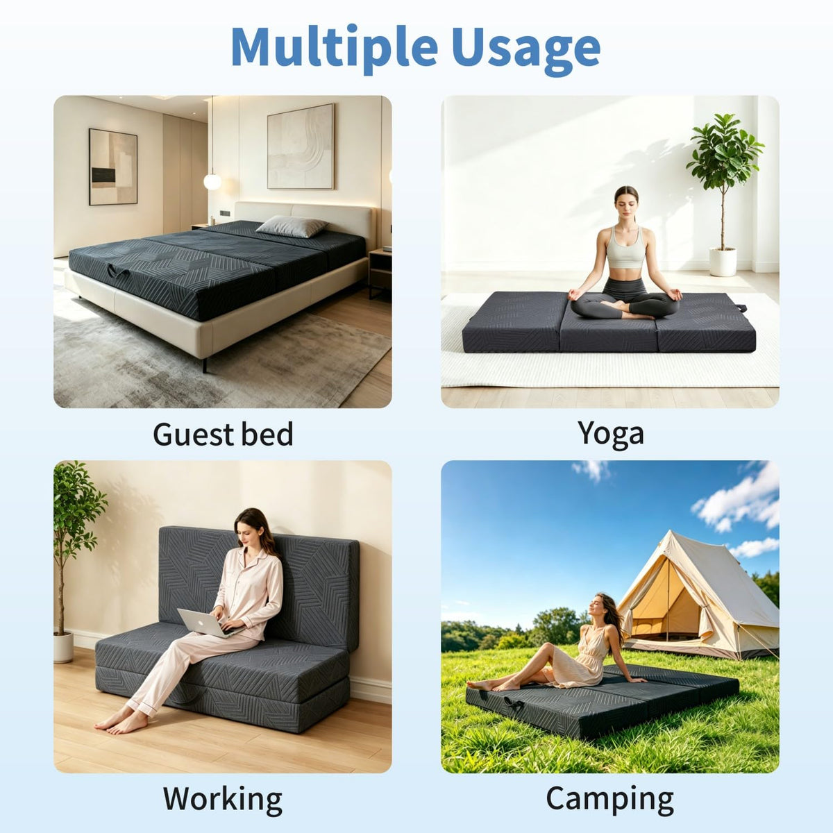 6 Inch Foldable Memory Foam Mattress Queen Size Q50271