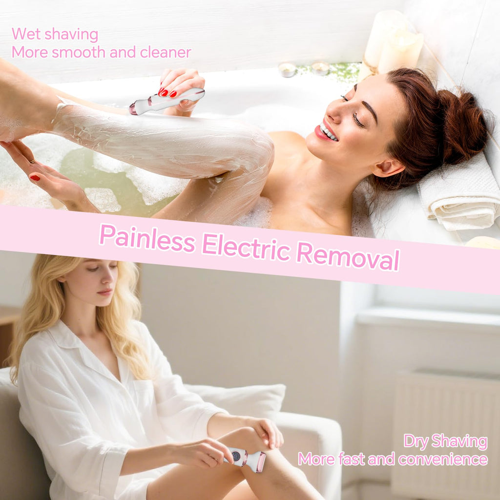 Electric Razor for Women, 4-in-1 Bikini Trimmer & Body Shaver, Rechargeable Wet/Dry D751