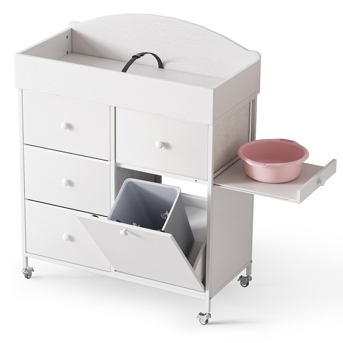 White 4 Drawer Baby Dresser with Changing Table Top W898080