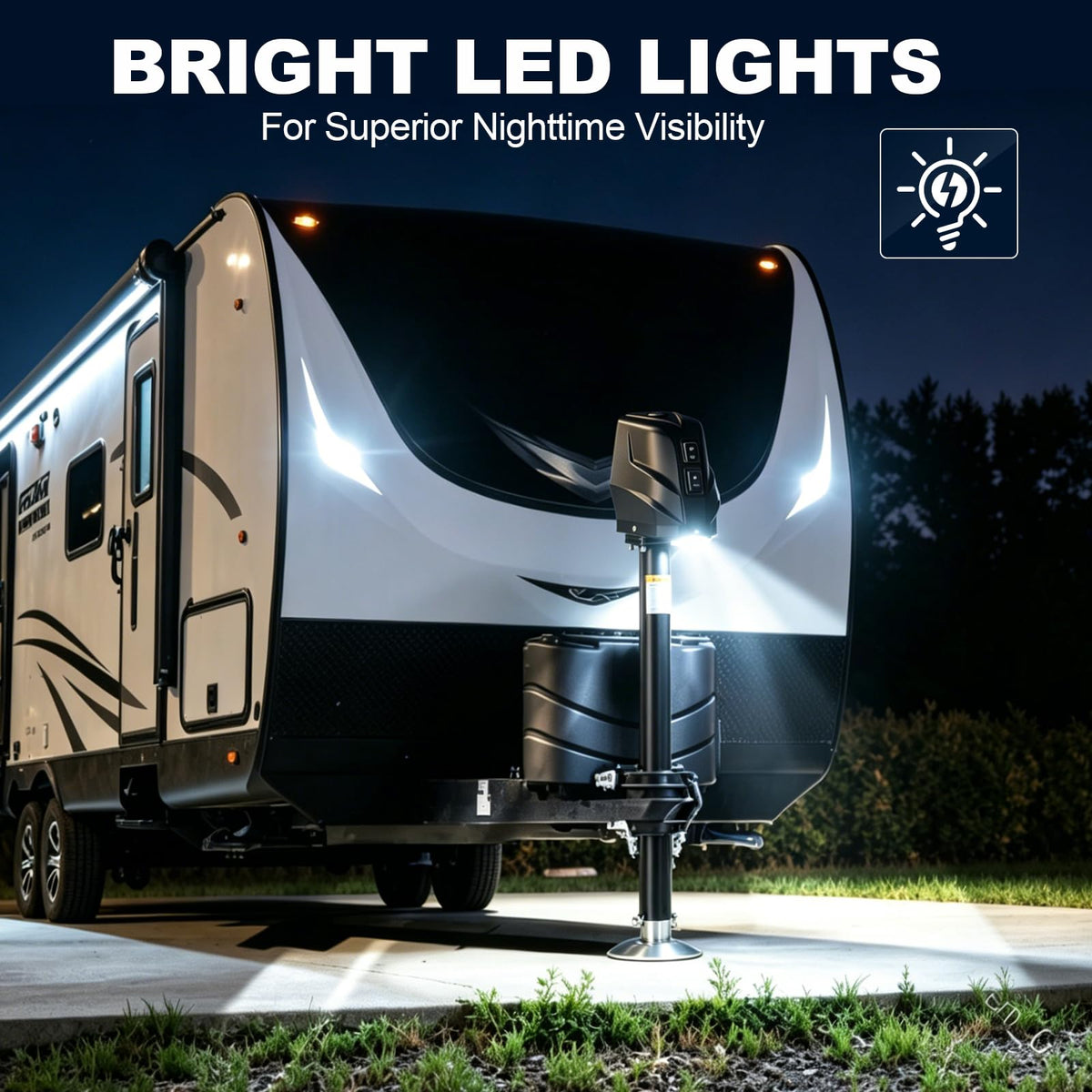 Electric Trailer Jack with Waterproof Cover & LED Light S529787
