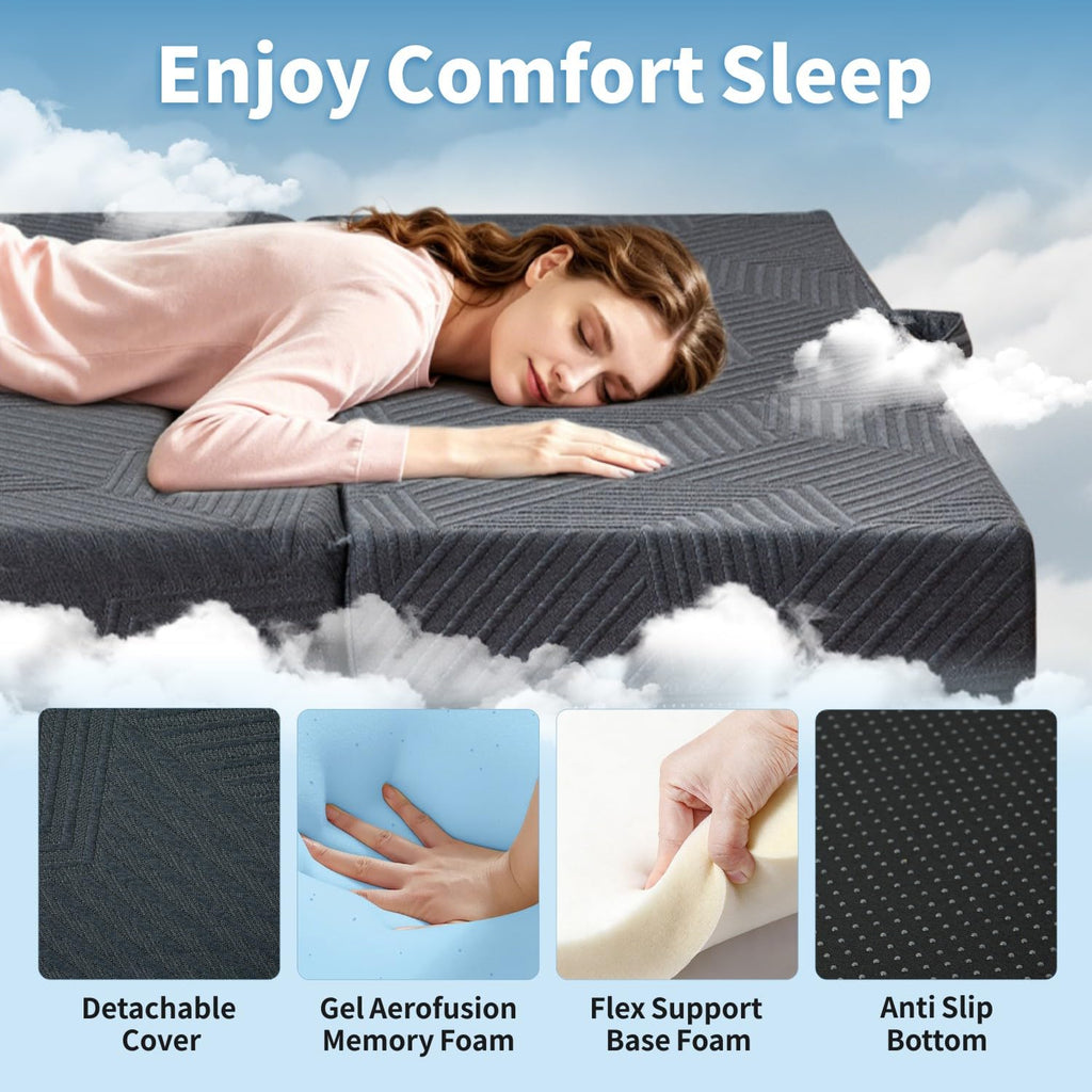 6 Inch Foldable Memory Foam Mattress Queen Size Q50271