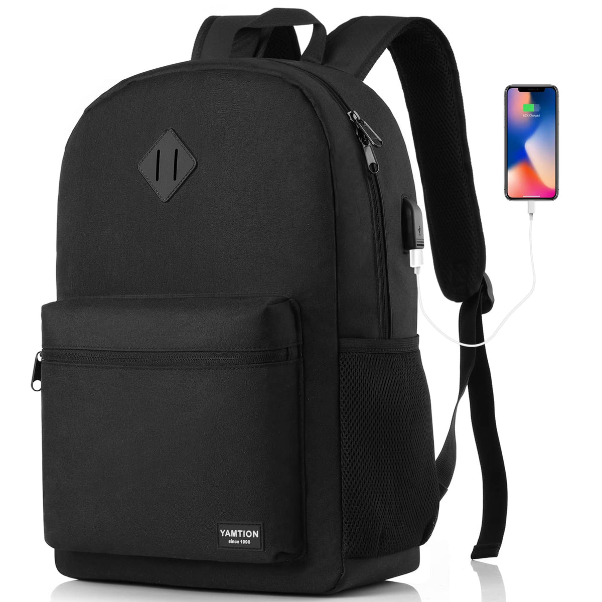 Black 15.6 Inch Laptop Backpack with USB Charger J419479
