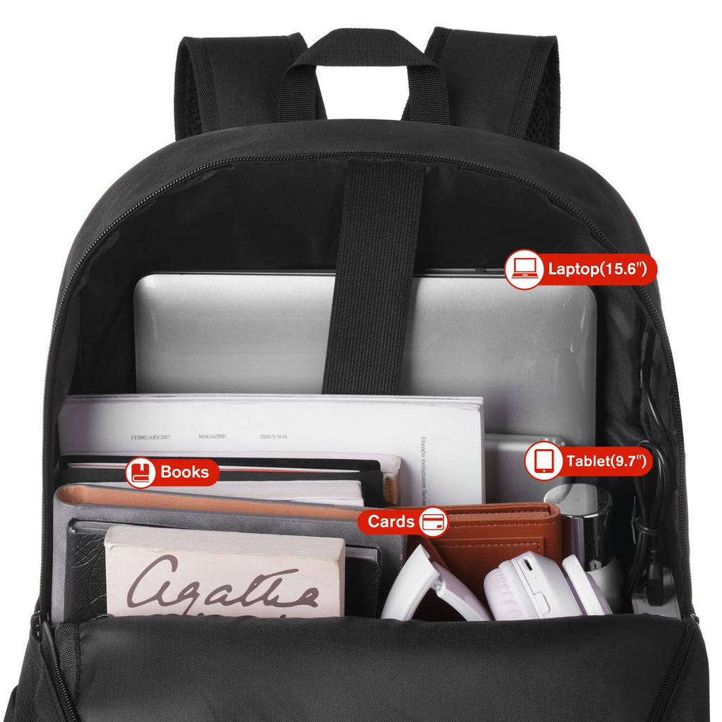 Black 15.6 Inch Laptop Backpack with USB Charger J419479