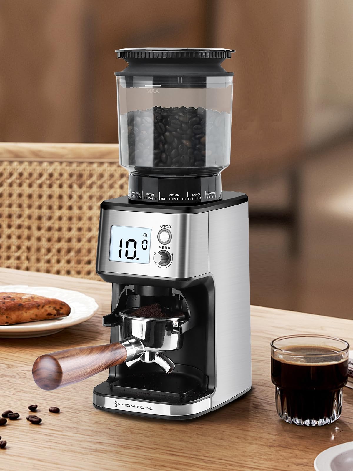 Conical Burr Espresso Coffee Grinder 51mm Stepless Electric N175