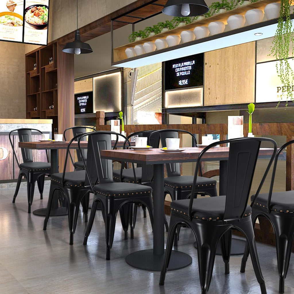 Black Cushioned Metal Dining Chairs Set of 4 S234