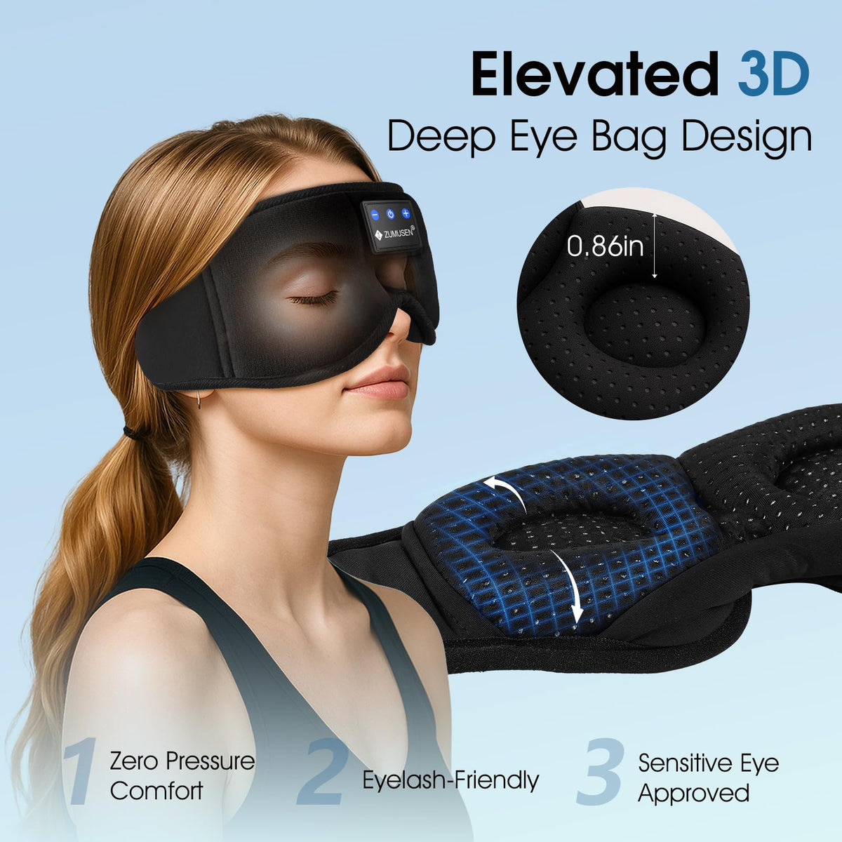 Bluetooth Sleep Headphones Mask with 3D Stereo Speakers J931
