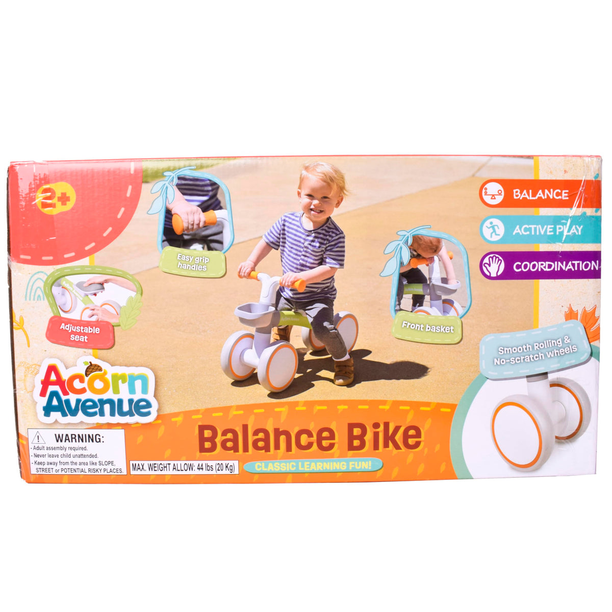 12-24 Month 4 Wheels Adjustable Seat Baby Balance Bike with Storage Basket Y5509
