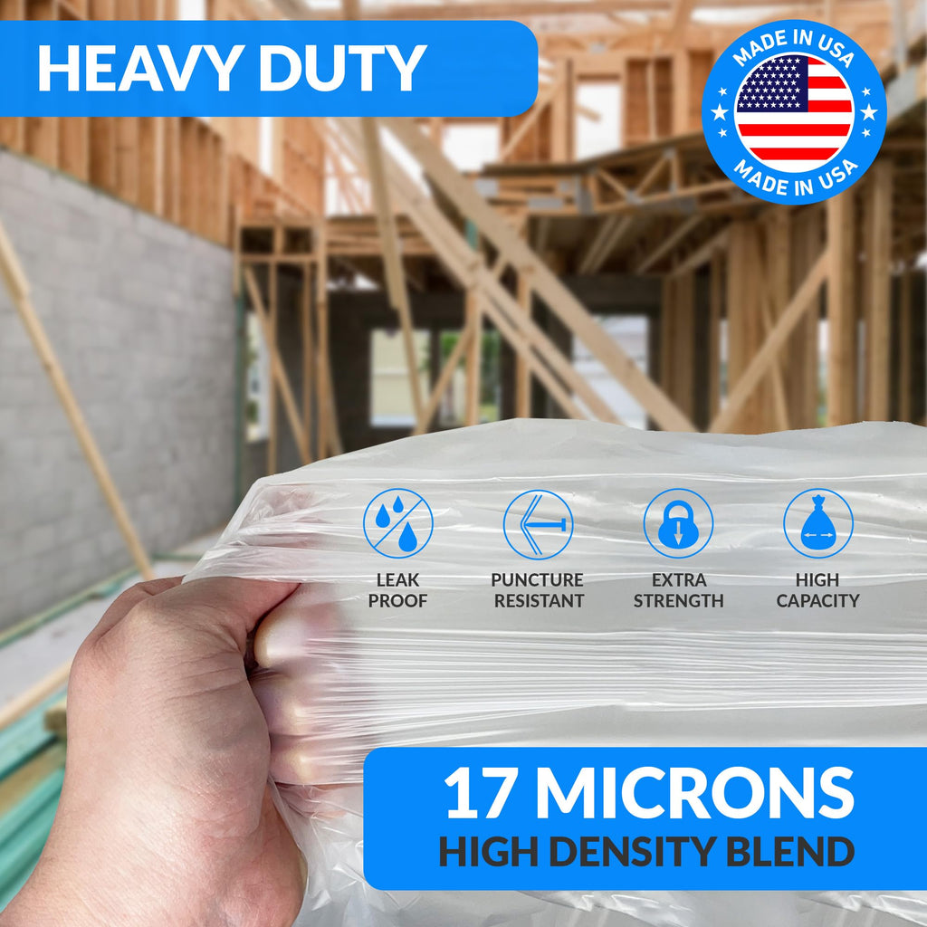 55 Gallon Heavy Duty Clear Trash Bags 100 Count K124