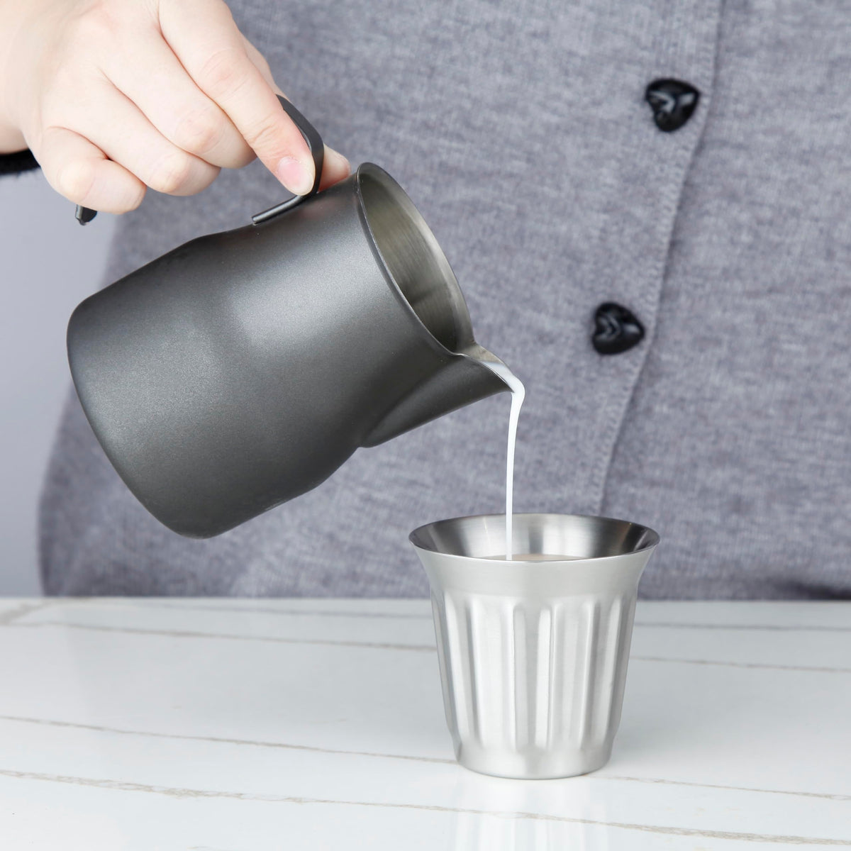 French Press 12 oz and Stainless Steel Double-Wall Espresso Cups 5 oz Set of 2 F222