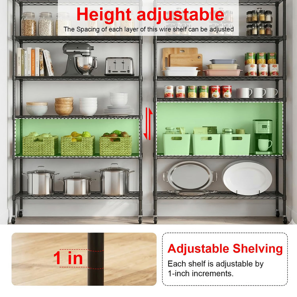 6-Tier Wire Shelf with Wheels K668