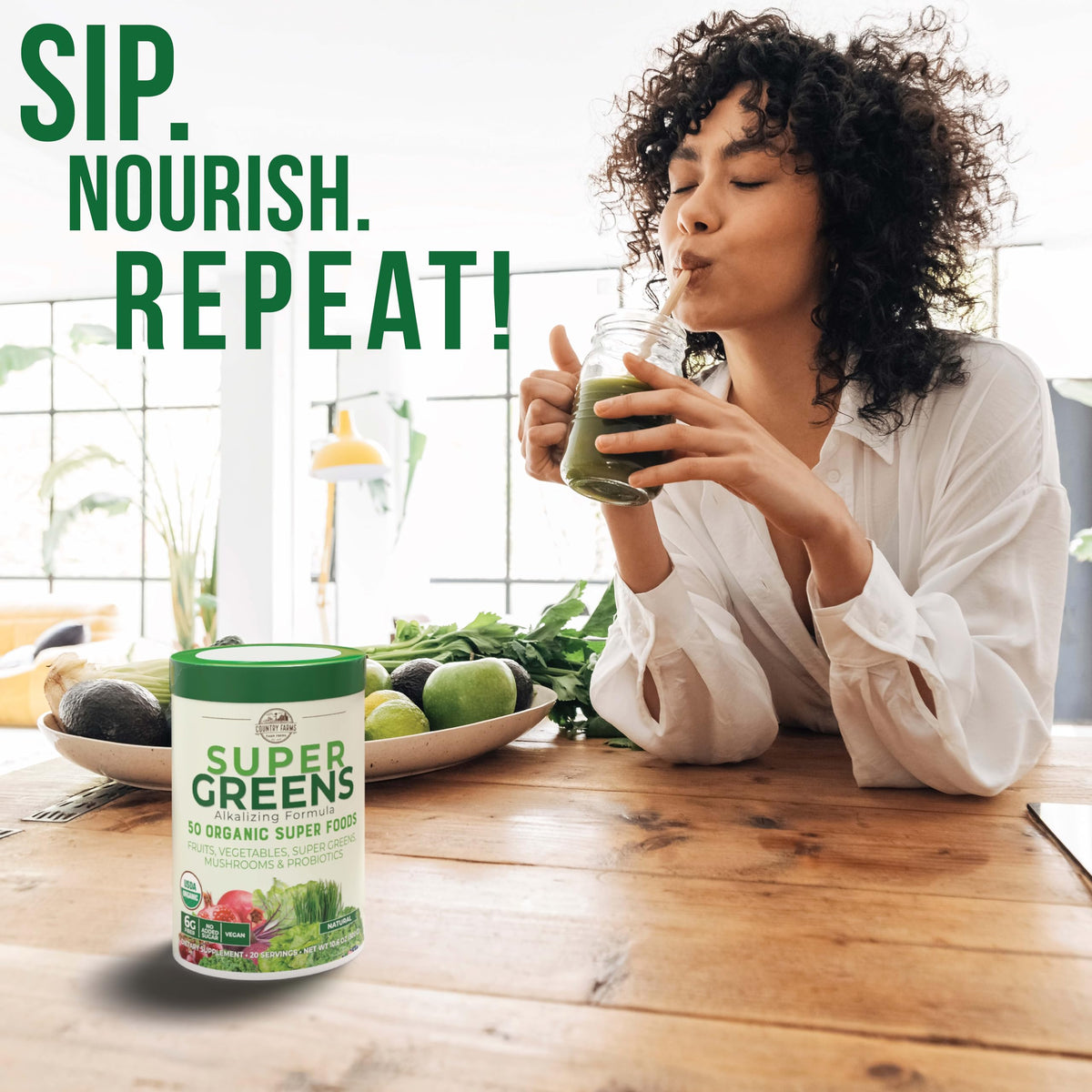 Organic Vegan Protein Powder Pea & Super Greens Powder N5405