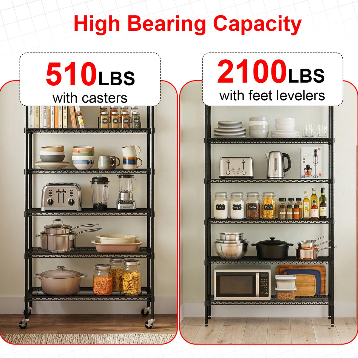 6-Tier Wire Shelf with Wheels K668