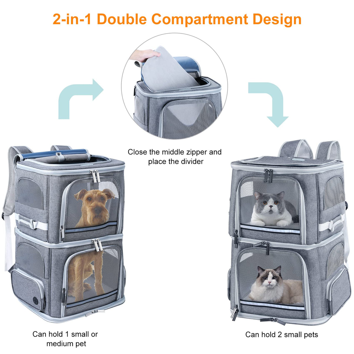 Double Compartment Pet Carrier Backpack F7182