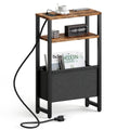 Narrow 3 Tier Side Table with Charging Station and Magazine Rack T950