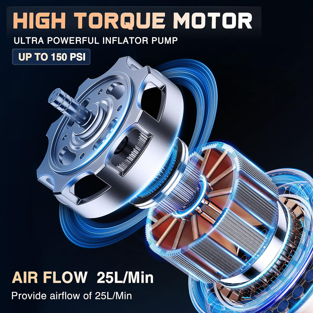 Portable Rechargeable 12VDC 150PSI Cordless Tire Inflator Air Compressor O182159
