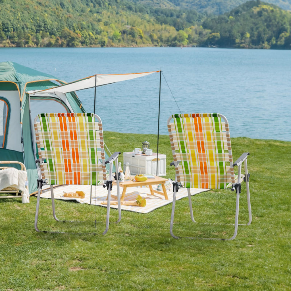 Yellow & Green Set of 2 Oversized Foldable Beach Chairs F288