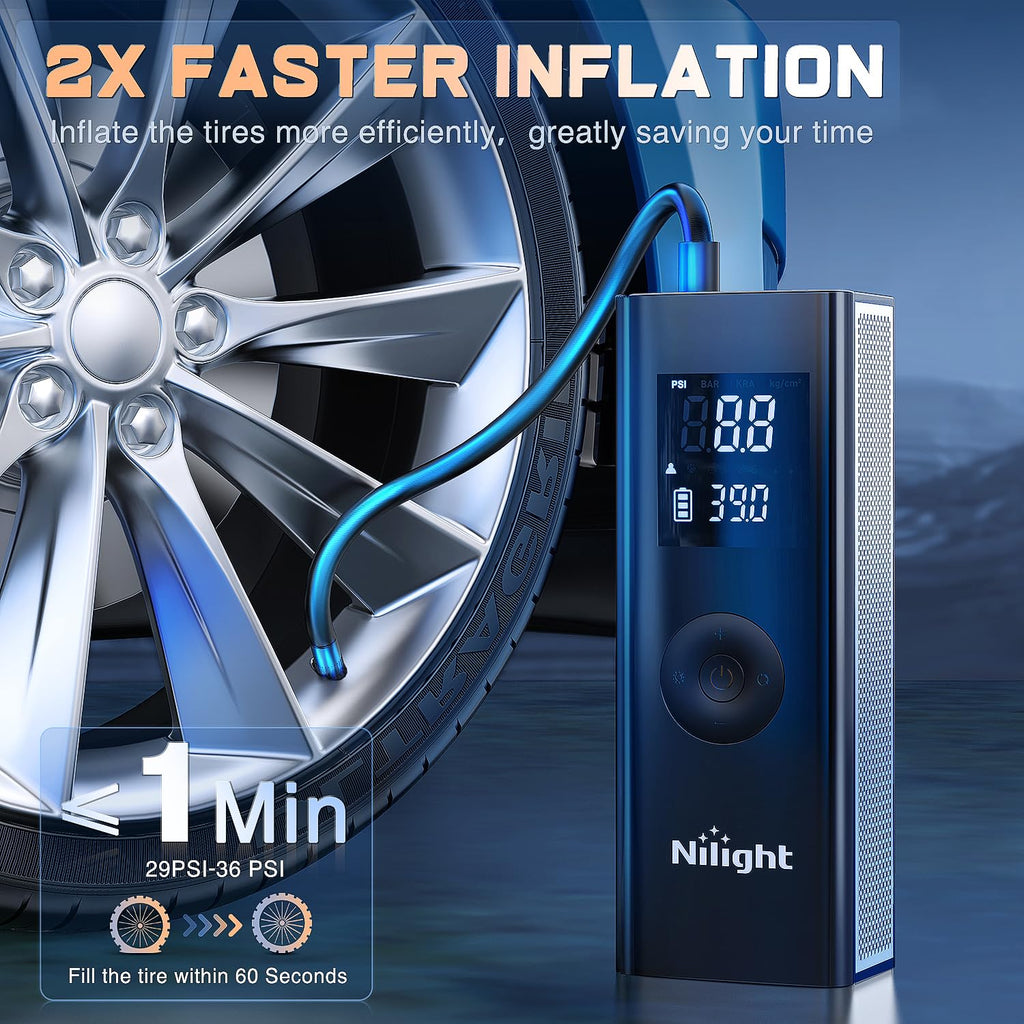 Portable Rechargeable 12VDC 150PSI Cordless Tire Inflator Air Compressor O182159