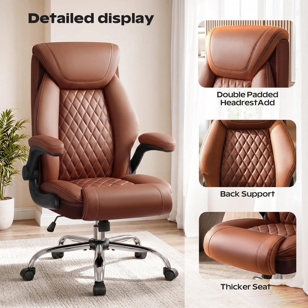 Ergonomic High Back Leather Office Chair with Lumbar Support Y78644