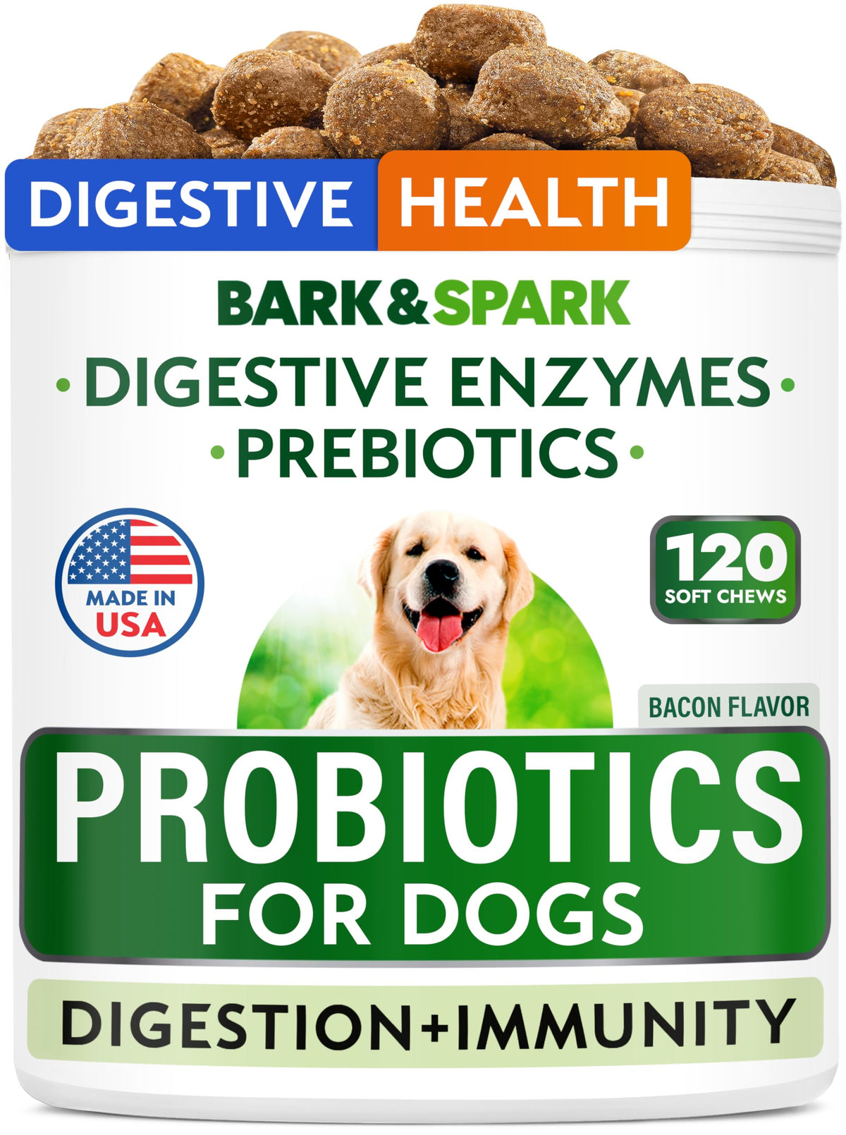 Dog Probiotics 120 Chews with Enzymes & Fiber Y754294