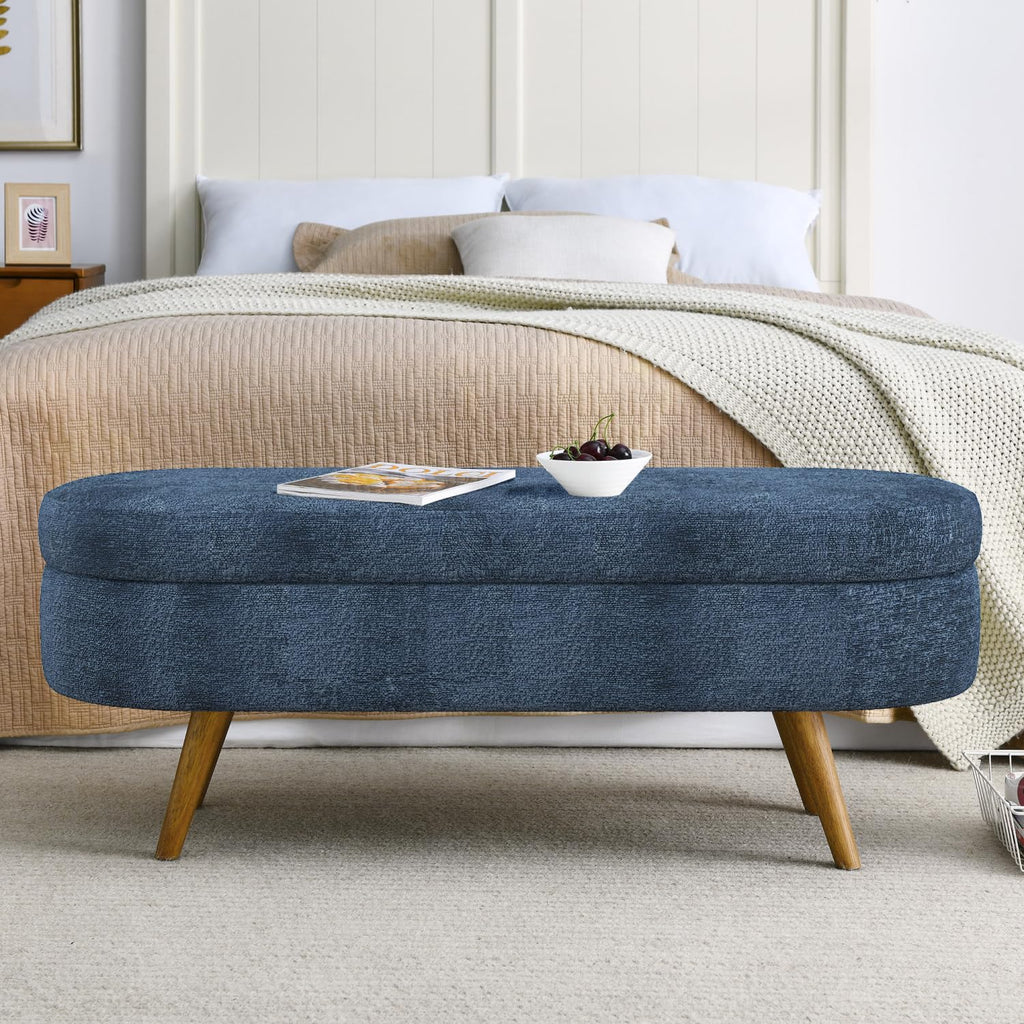 Oval Storage Bench with Rubber Wood Legs T412232
