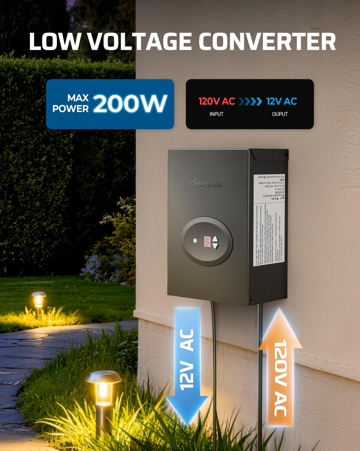 200W Low Voltage Landscape Transformer C3833