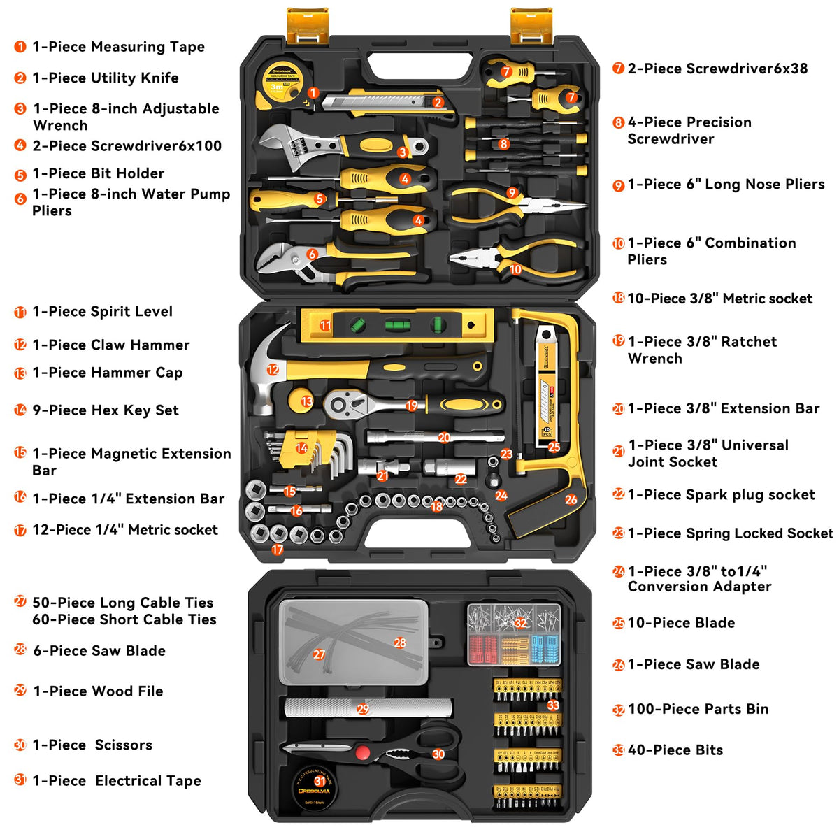 328 Piece Hand Repair Tool Kit with Storage Case R1311