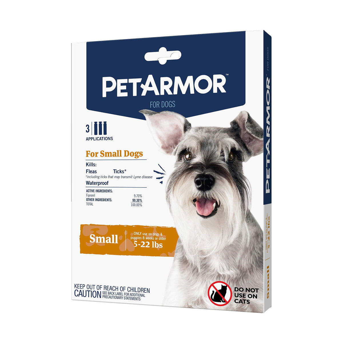 Flea & Tick Topical Dogs 5-22 lbs, Fipronil, 3-Month Y9004