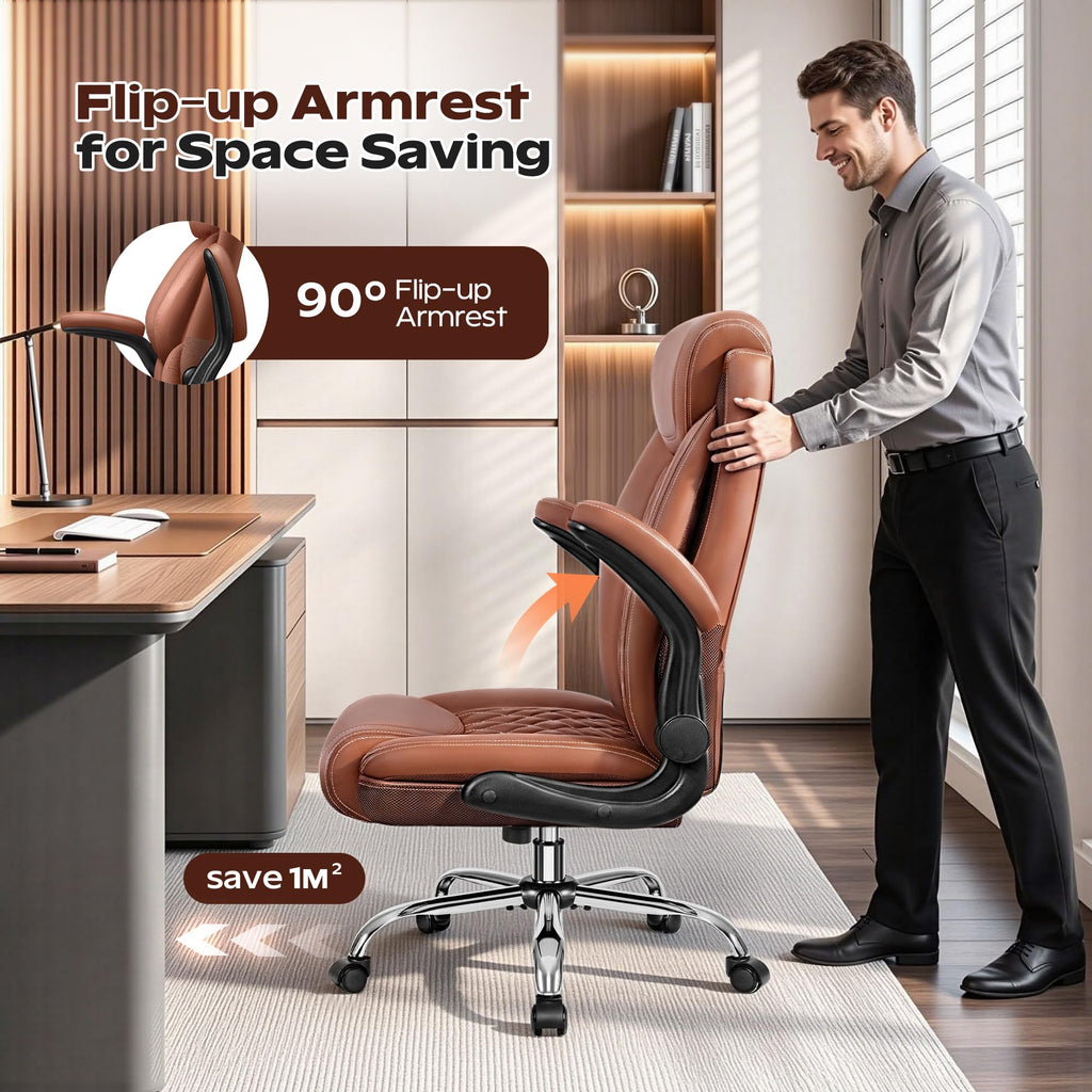 Ergonomic High Back Leather Office Chair with Lumbar Support Y78644