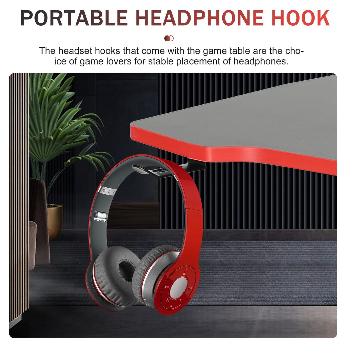47 Inch Z Shaped Gaming Desk with Headphone Hook A7111