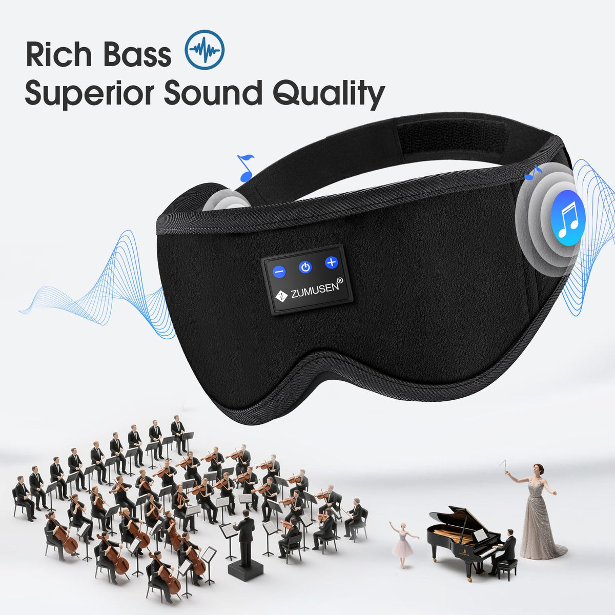 Bluetooth Sleep Headphones Mask with 3D Stereo Speakers J931