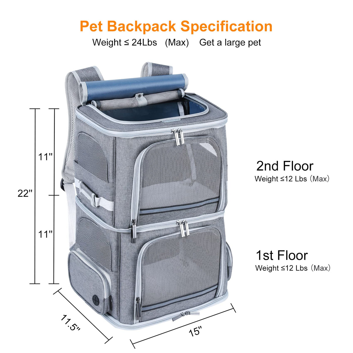 Double Compartment Pet Carrier Backpack F7182