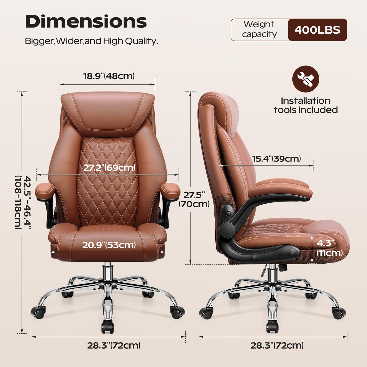 Ergonomic High Back Leather Office Chair with Lumbar Support Y78644