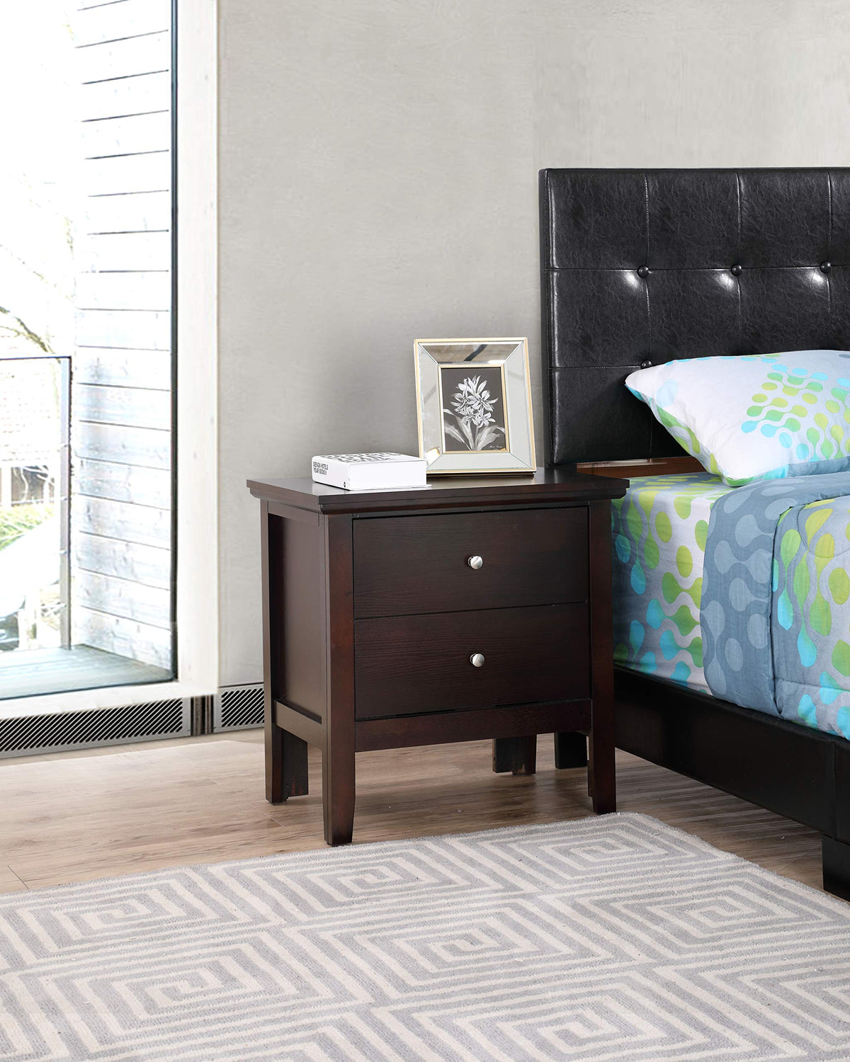 Espresso Nightstand with Storage Drawers S9826