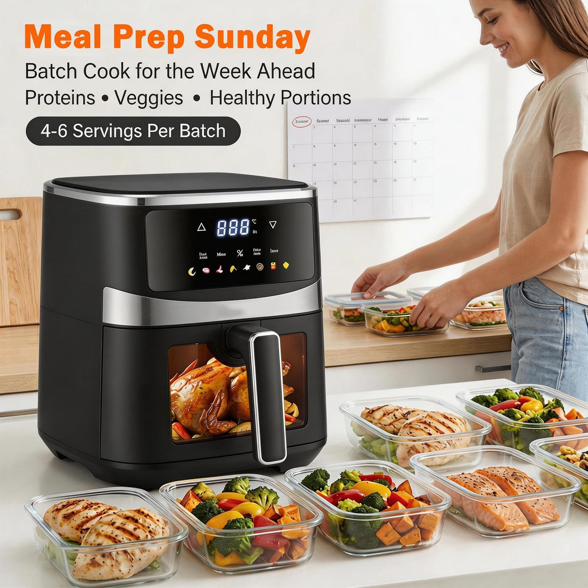 6 QT Family Size Air Fryer with Visible Cooking Window O785170