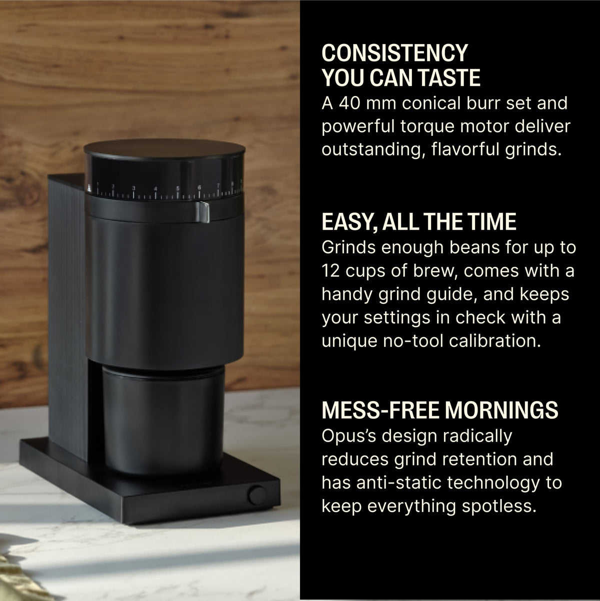 Conical Burr Coffee Grinder, 41 Settings, Black G216