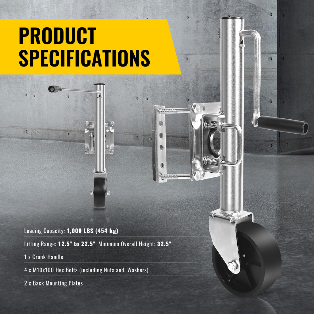 10" 1,000 lb Capacity Trailer Jack with Wheel J23544