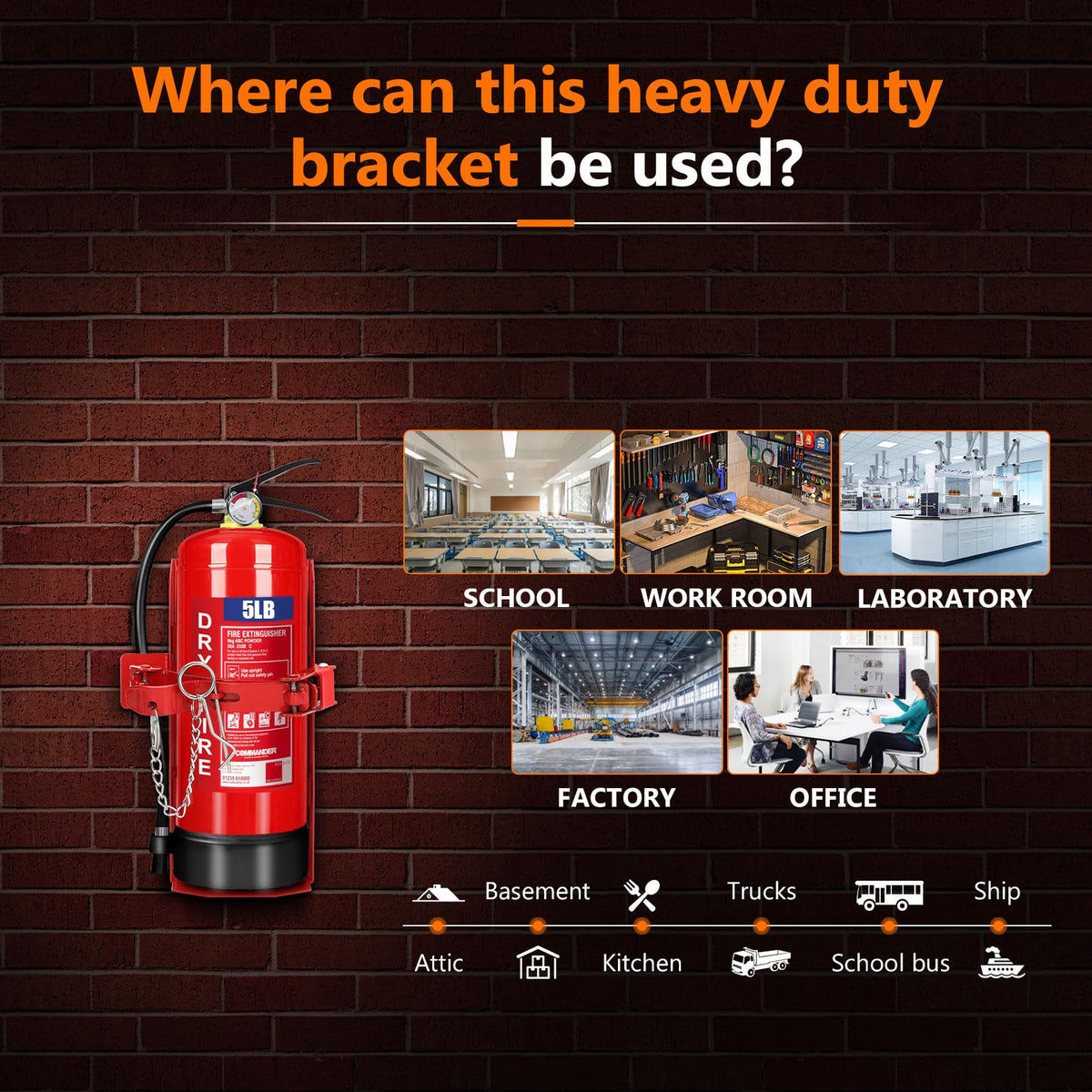 Heavy Duty Fire Extinguisher Brackets & Mounts Steel Red Y552165