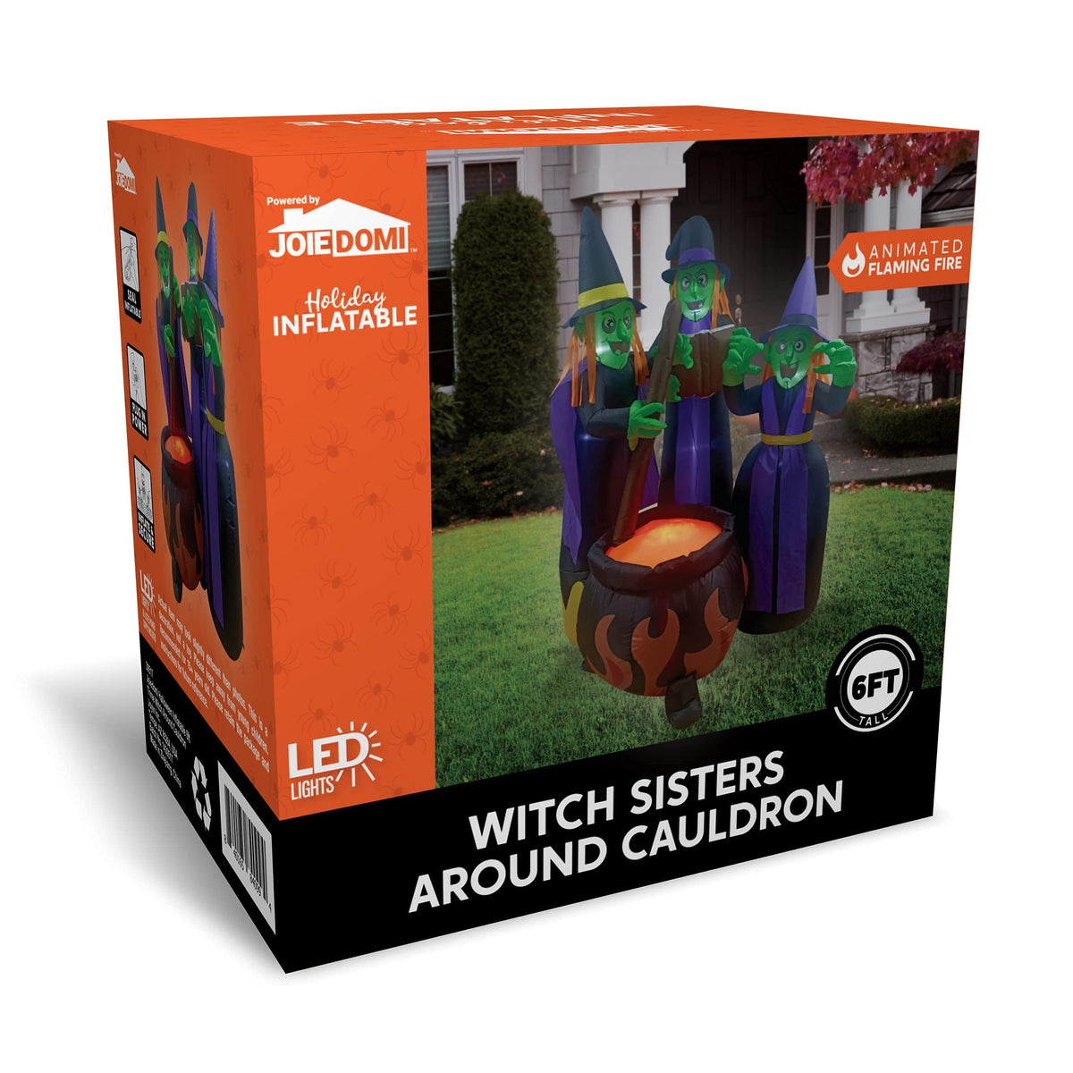 6 FT Halloween Inflatables Three Witch Cauldron with LEDs J17587