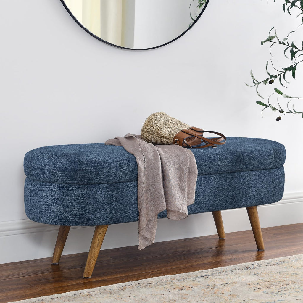 Oval Storage Bench with Rubber Wood Legs T412232