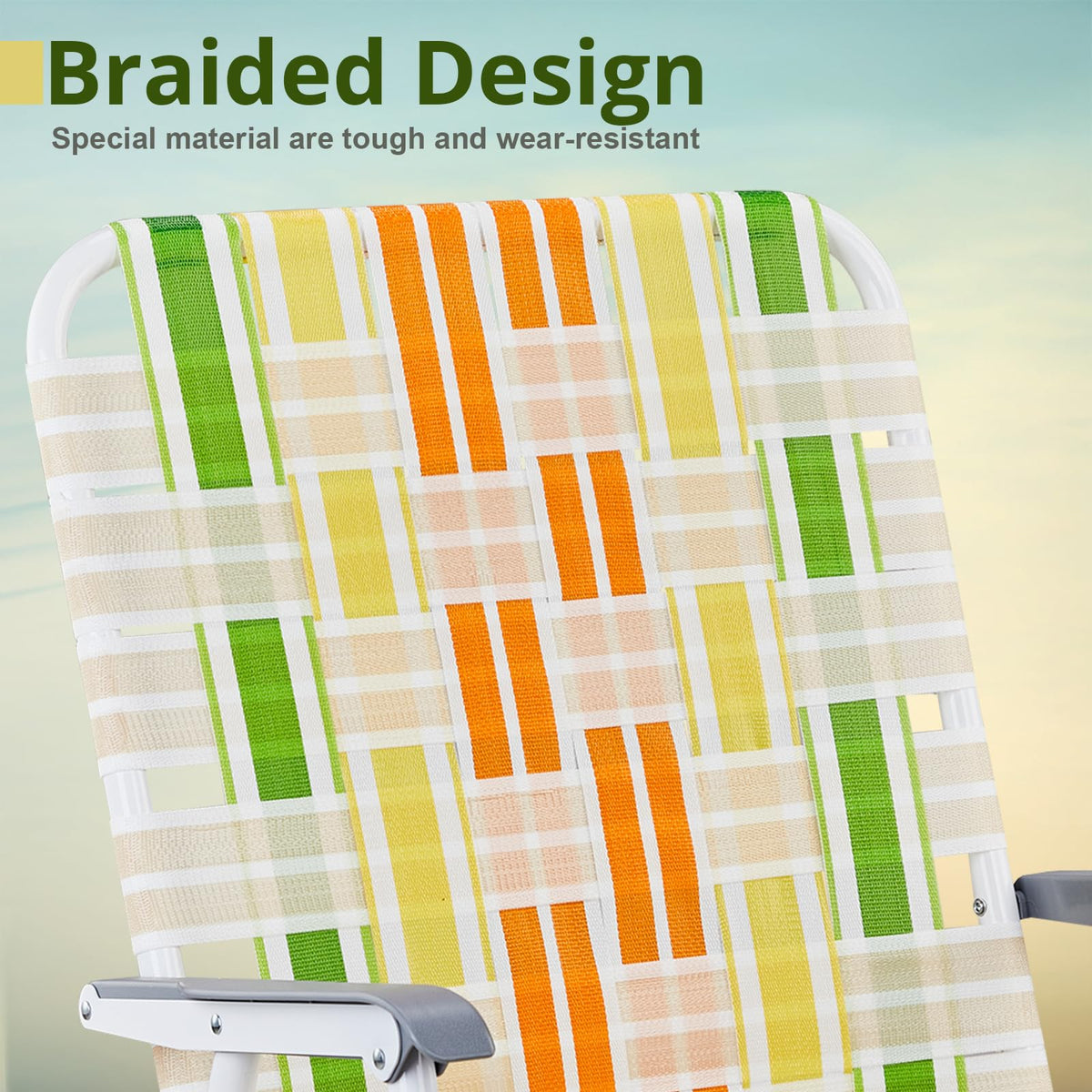 Yellow & Green Set of 2 Oversized Foldable Beach Chairs F288