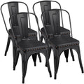 Black Cushioned Metal Dining Chairs Set of 4 S234
