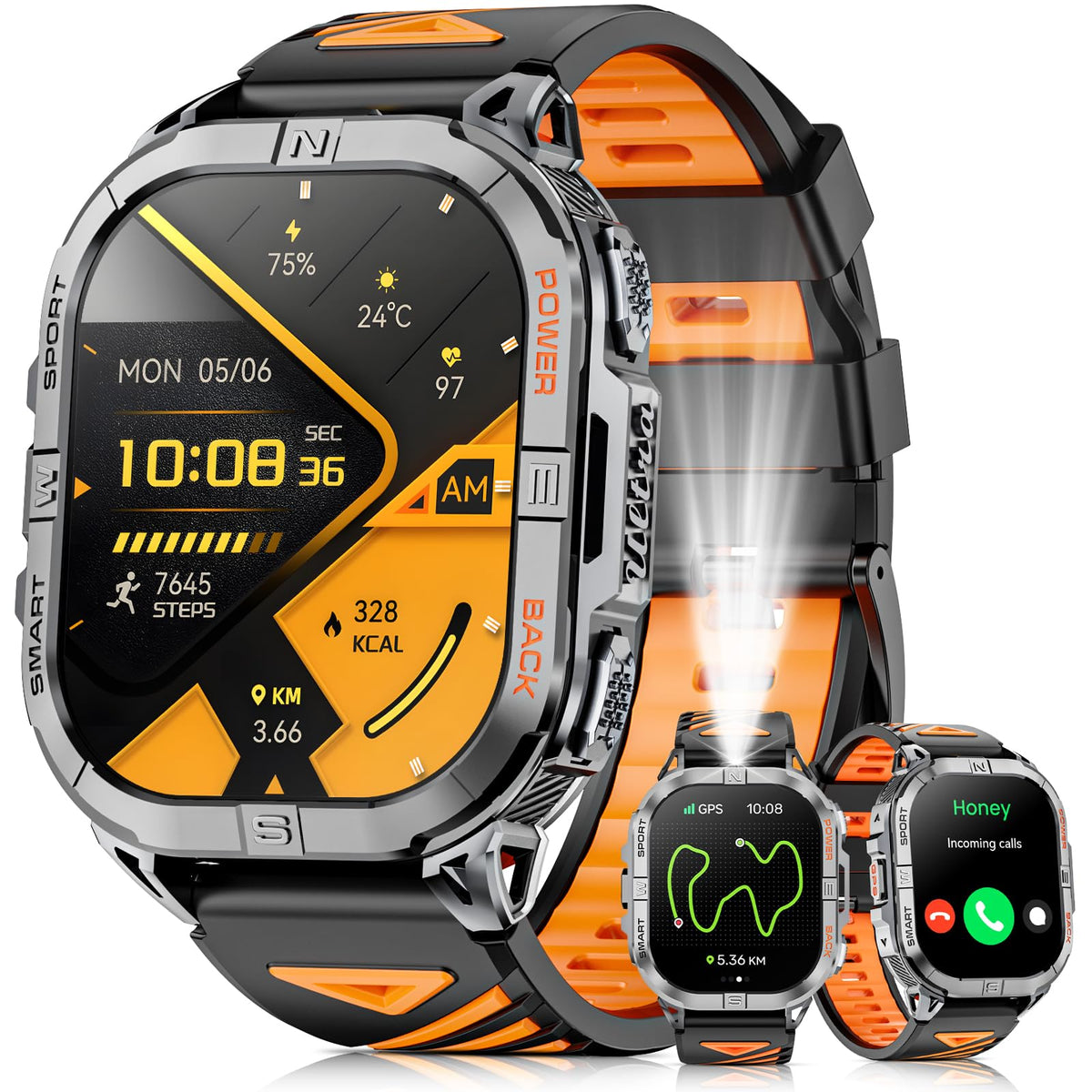 Black GPS Compass AMOLED Smart Watch A831
