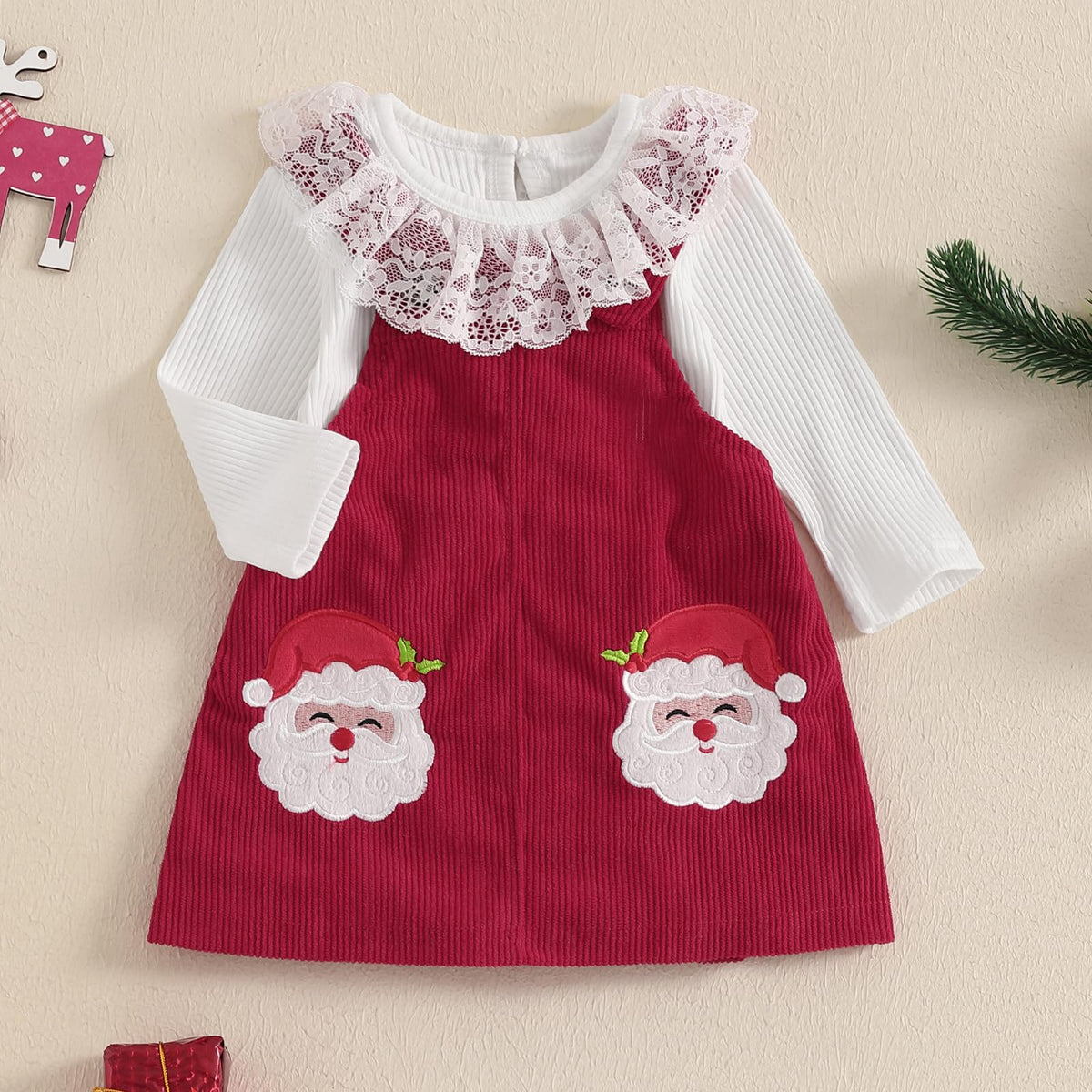 Baby Girl Lace Romper and Corduroy Skirt Outfit A290732