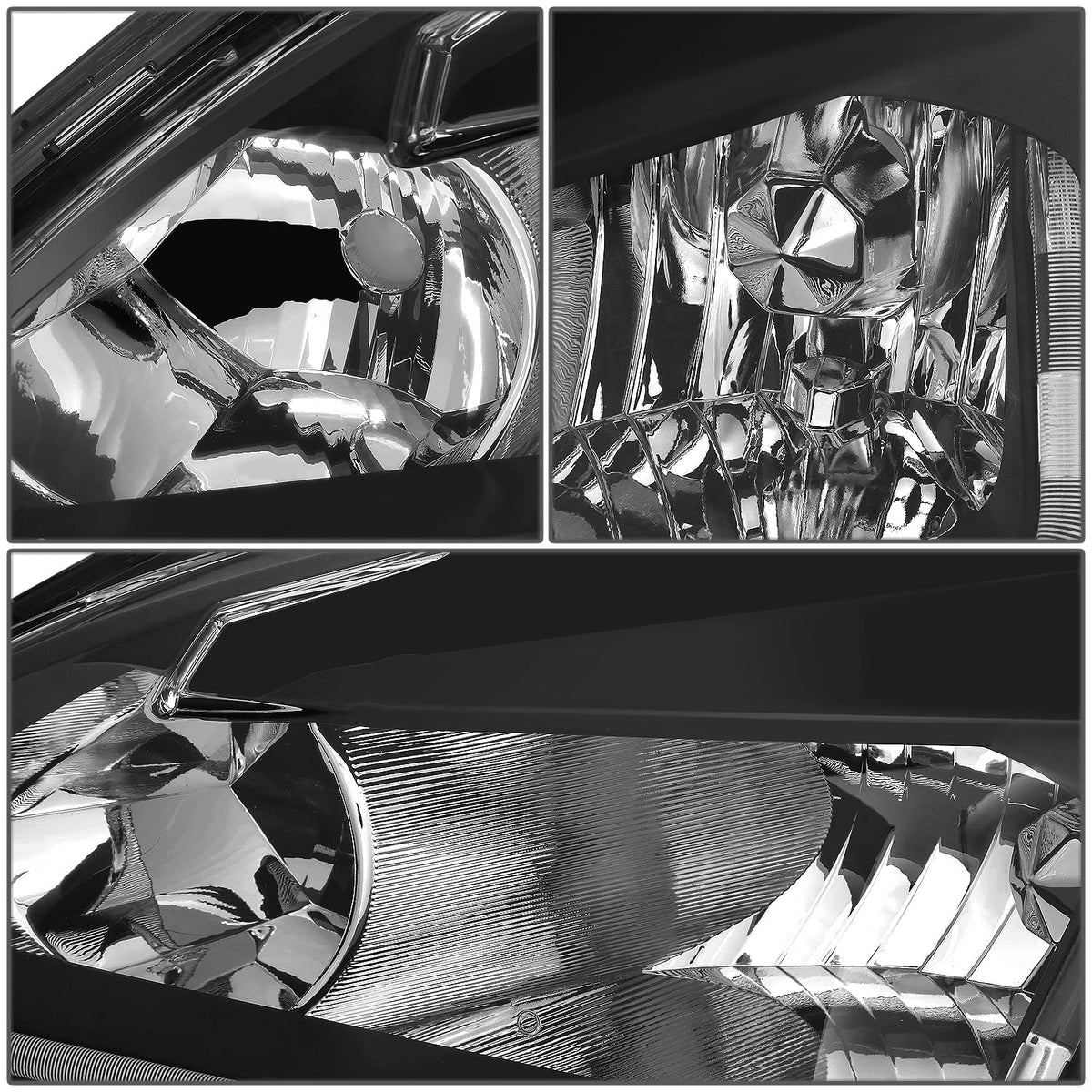 Black Headlight Assembly with LED Day Running Light E2133