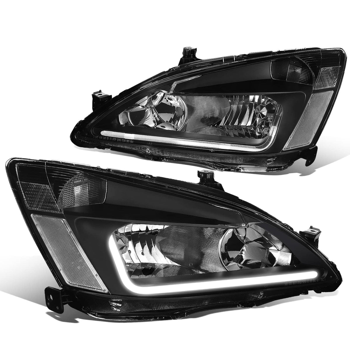 Black Headlight Assembly with LED Day Running Light E2133