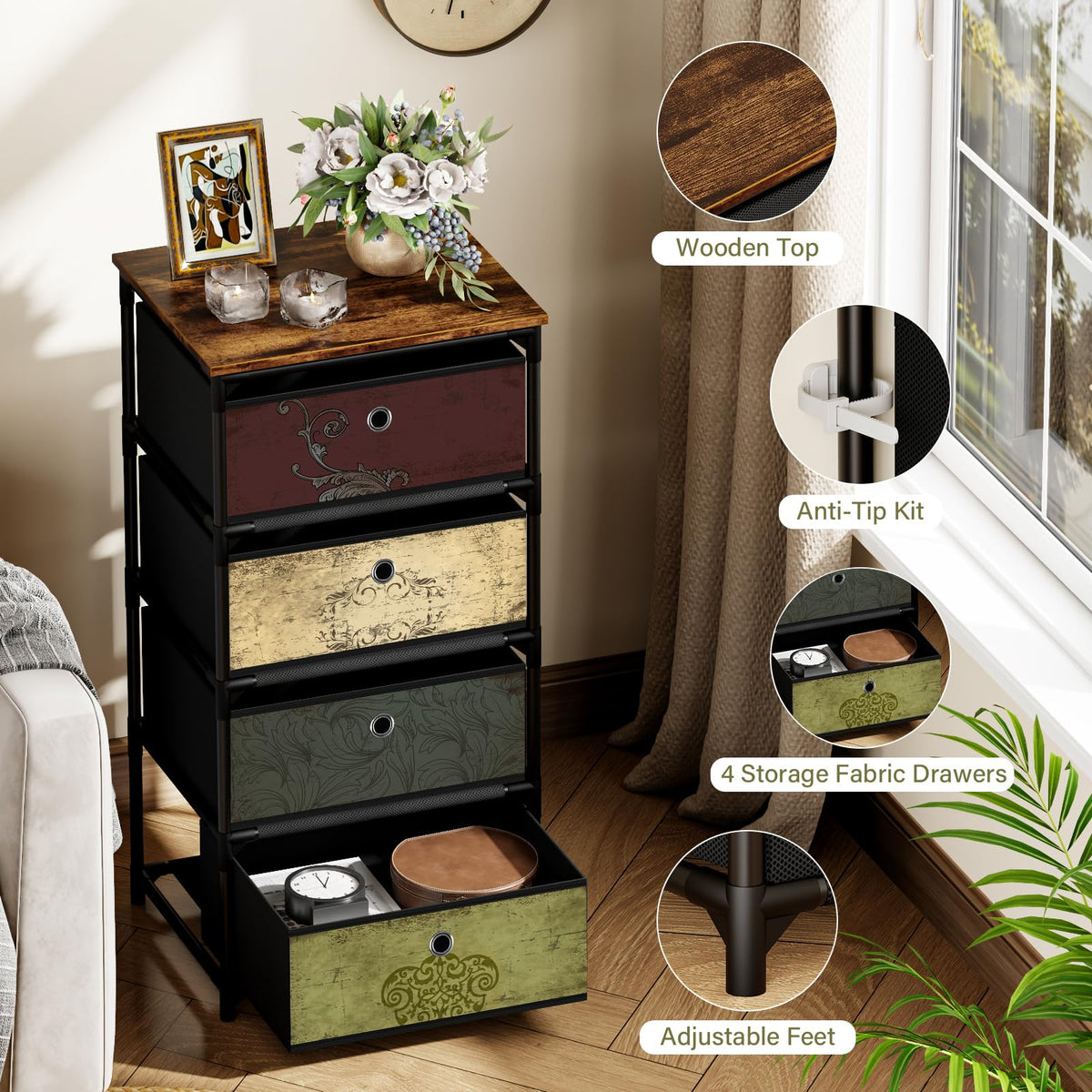 4 Drawer Fabric Storage Unit V80992