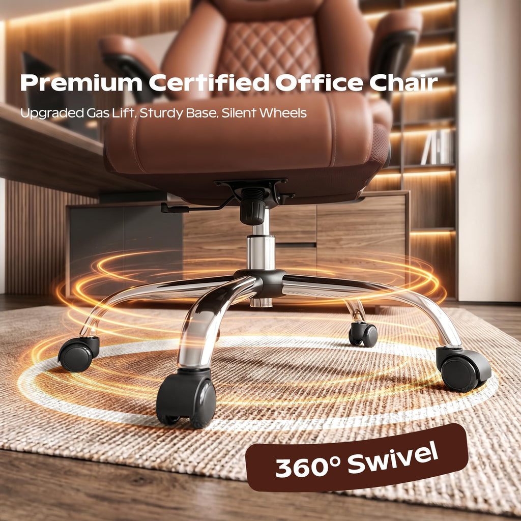 Ergonomic High Back Leather Office Chair with Lumbar Support Y78644