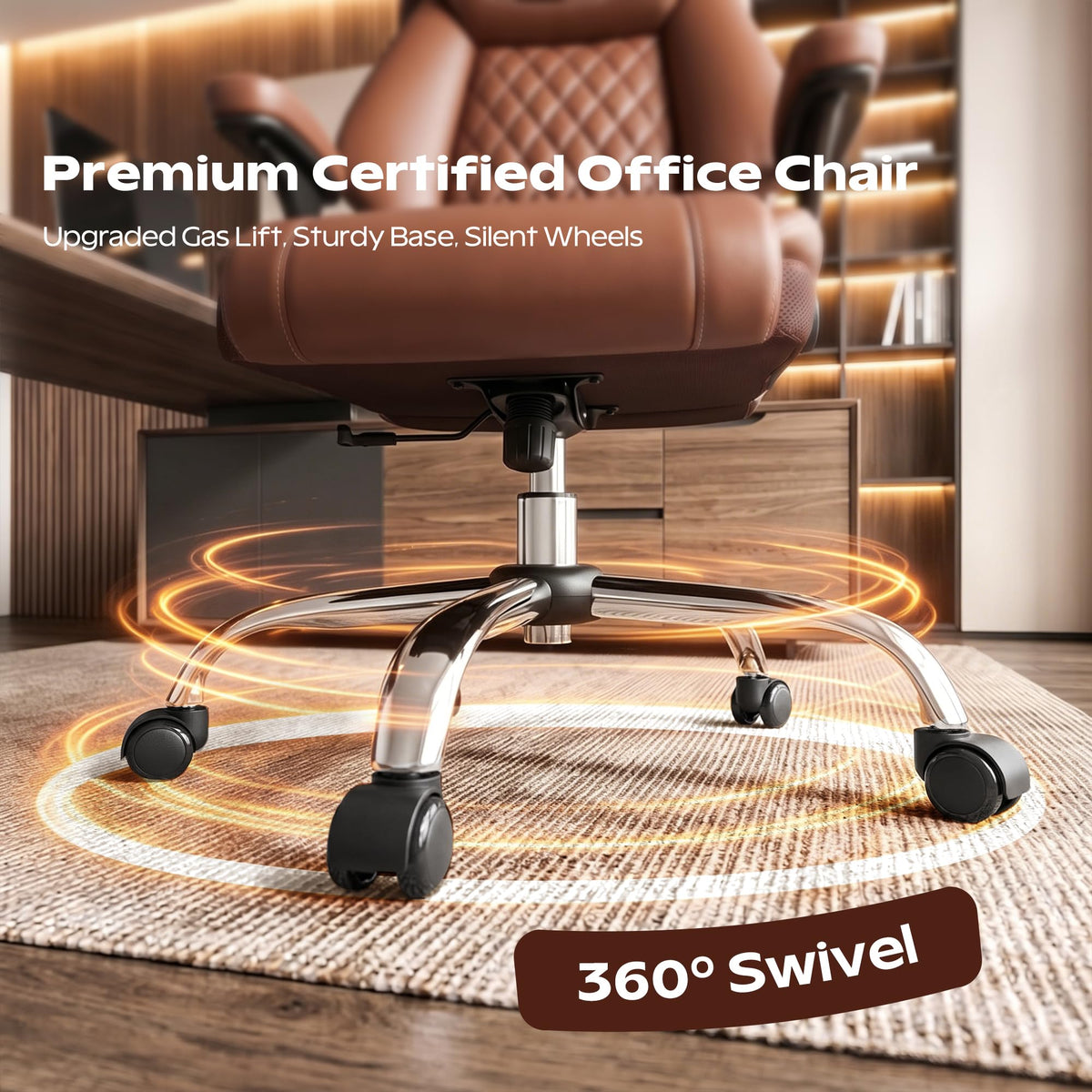 Ergonomic High Back Leather Office Chair with Lumbar Support Y78644