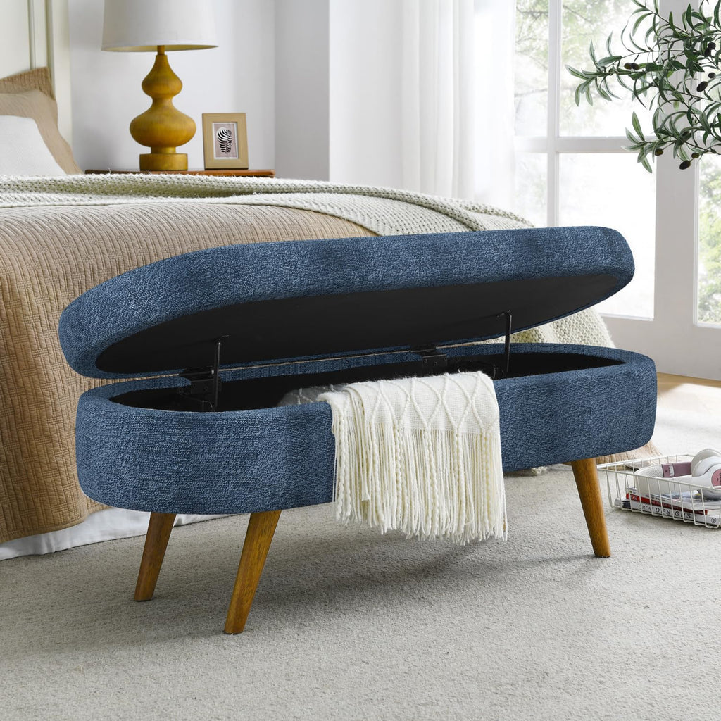 Oval Storage Bench with Rubber Wood Legs T412232