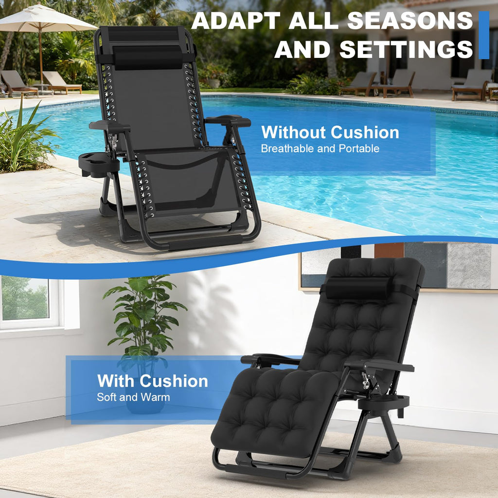 Zero Gravity Chair with Cup Holder, Black H3088